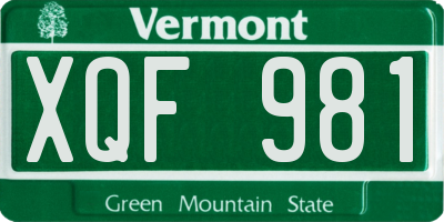 VT license plate XQF981