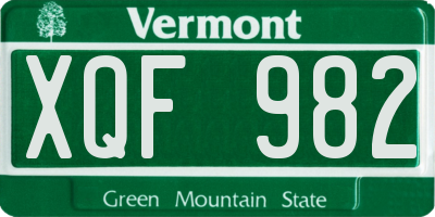 VT license plate XQF982