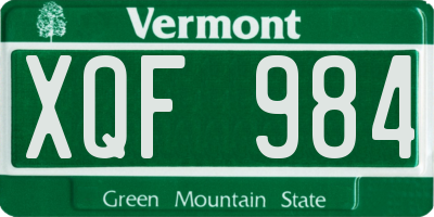 VT license plate XQF984