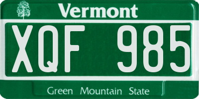 VT license plate XQF985