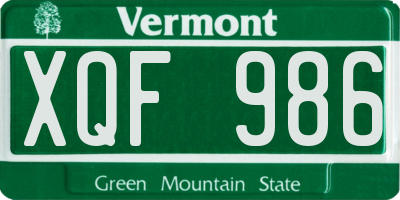 VT license plate XQF986