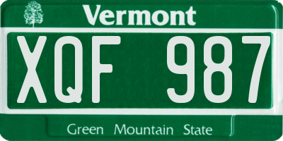 VT license plate XQF987