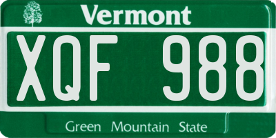 VT license plate XQF988