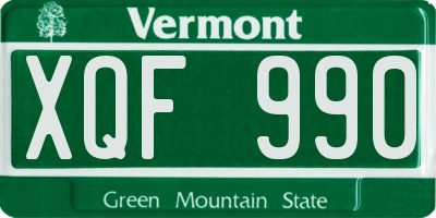 VT license plate XQF990