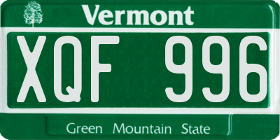 VT license plate XQF996