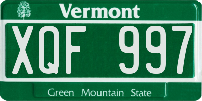 VT license plate XQF997