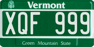 VT license plate XQF999
