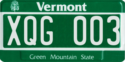 VT license plate XQG003