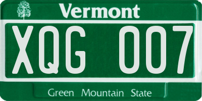 VT license plate XQG007