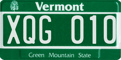 VT license plate XQG010