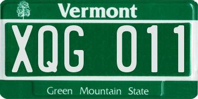 VT license plate XQG011