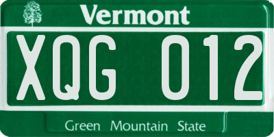 VT license plate XQG012