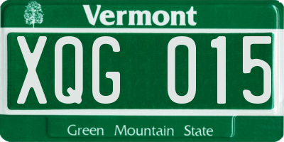 VT license plate XQG015