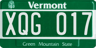 VT license plate XQG017