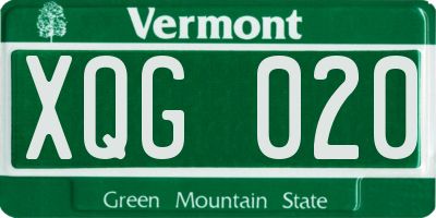 VT license plate XQG020