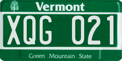 VT license plate XQG021