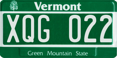 VT license plate XQG022