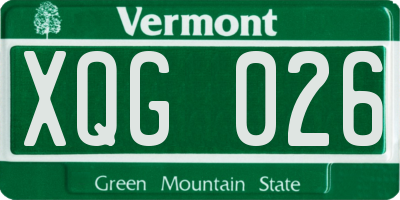 VT license plate XQG026