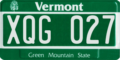 VT license plate XQG027