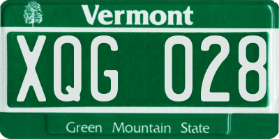 VT license plate XQG028