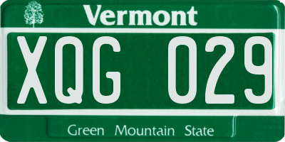 VT license plate XQG029