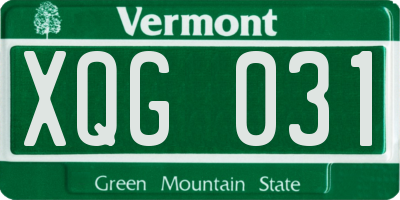 VT license plate XQG031