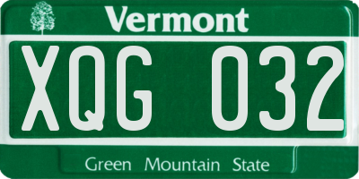 VT license plate XQG032