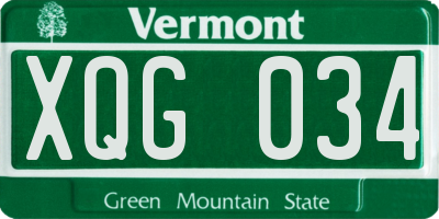 VT license plate XQG034