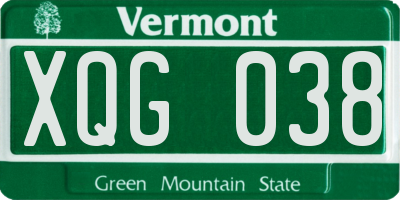 VT license plate XQG038