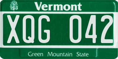 VT license plate XQG042