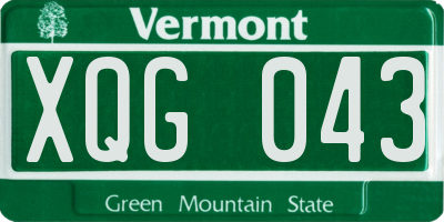 VT license plate XQG043