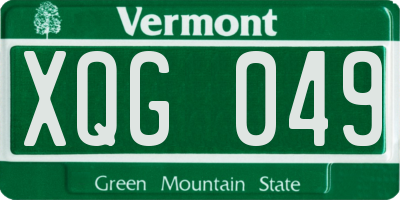 VT license plate XQG049