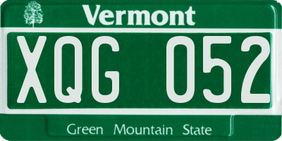 VT license plate XQG052