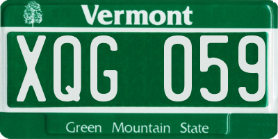 VT license plate XQG059