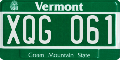 VT license plate XQG061
