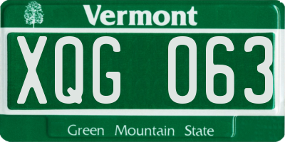 VT license plate XQG063