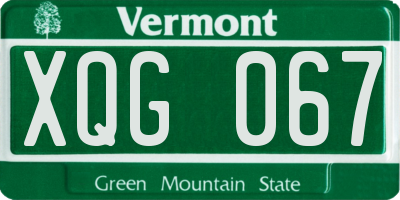 VT license plate XQG067
