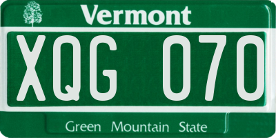 VT license plate XQG070
