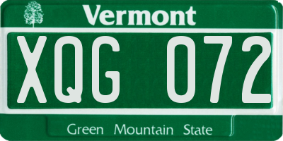 VT license plate XQG072