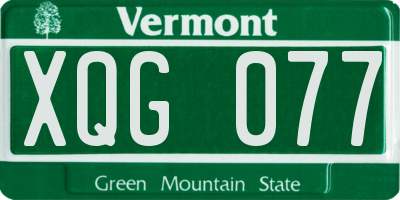 VT license plate XQG077