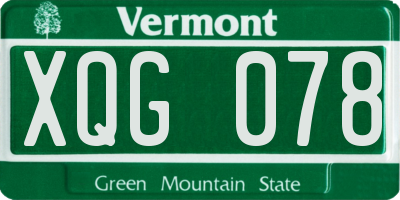 VT license plate XQG078