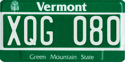 VT license plate XQG080