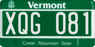 VT license plate XQG081