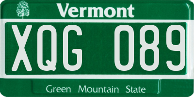 VT license plate XQG089