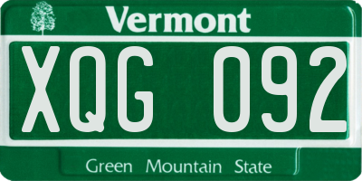 VT license plate XQG092