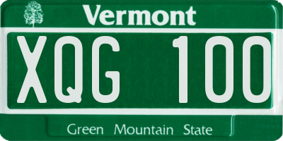 VT license plate XQG100