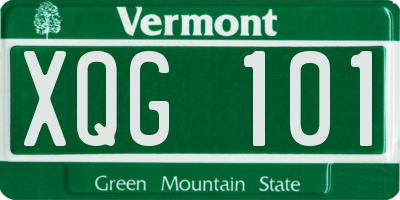 VT license plate XQG101
