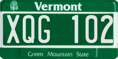 VT license plate XQG102