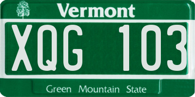 VT license plate XQG103