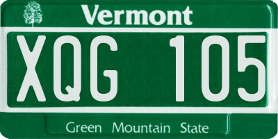 VT license plate XQG105